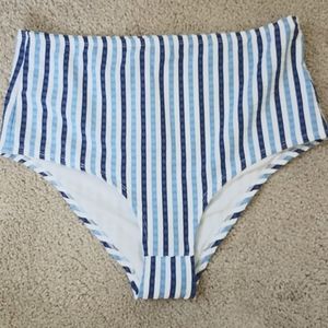 Jcrew seersucker high waisted bikini bottoms